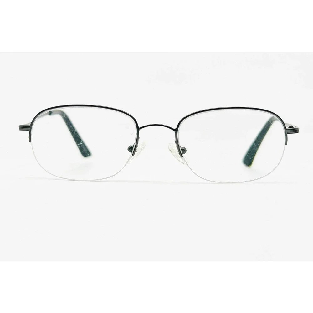 Tura Eyeglass Frames Mens Black Semi Rimless Metal Oval 48-20-140